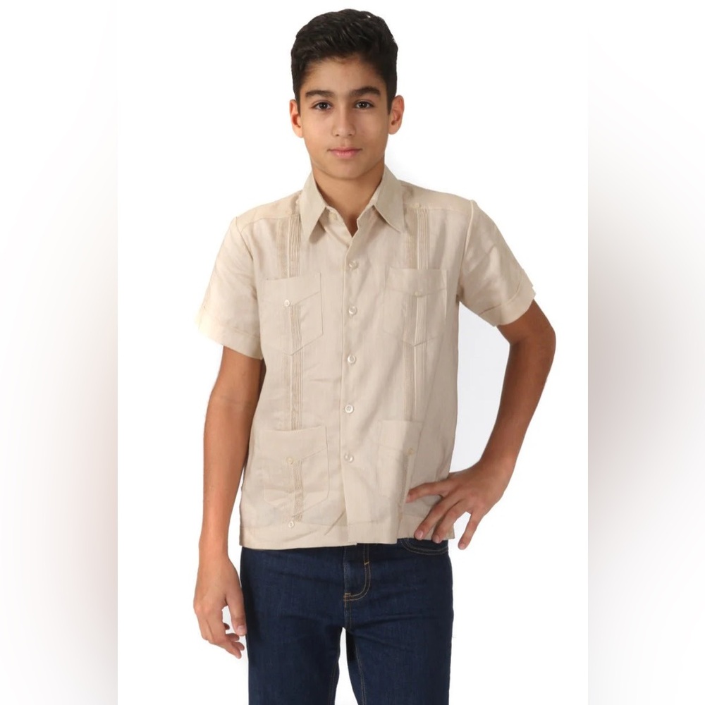 Authentic Mexican Guayabera Finas Lino Linen Wedding Shirt Cream Boho Vtg 10